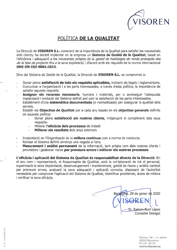 Pol&iacute;tica de la Qualitat